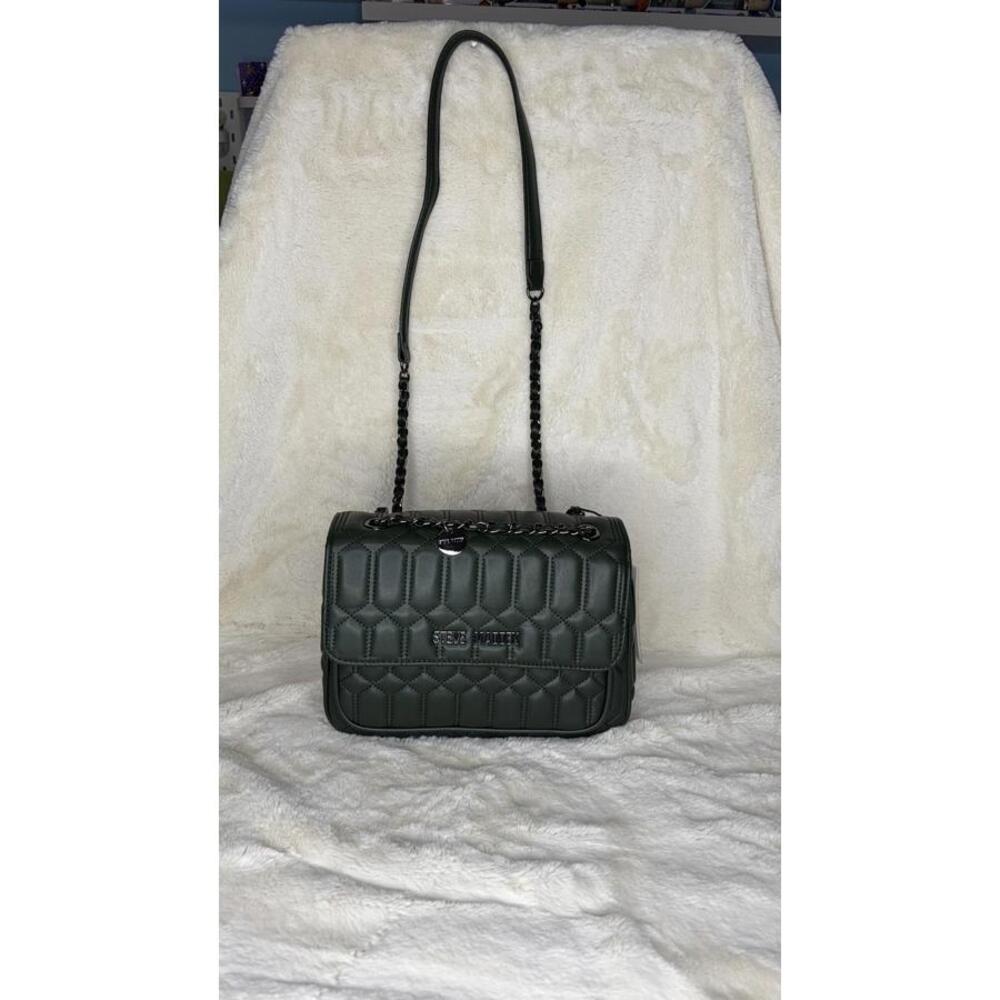 Steve Madden Pine Green Quilted Crossbody Shoulder Bag – Chain Strap